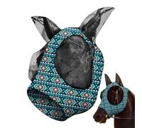 Horse Mask with Ears, Eyes Extra Wide Manes Open Face Cover, Horse Fly Face Cover, Equestrian Equipment Breathable Adjustable Big Eyes Opening