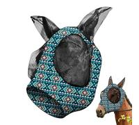 Horse Masque with Ears | Large Eyes Breathable Fly Cover for Horses,Adjustable Mane Opening Equestrian Equipment UV Protection Pet Supplies for Riding Farm Outdoor