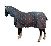 Horse Master Duck Print Combo Turnout Rug - Waterproof Breathable Horse Travel Rug with Neck and Surcingles - Cob Full Protective Riding Fly Sheet for Fields Yard And Stable 0g, Grey 0g, 5’9