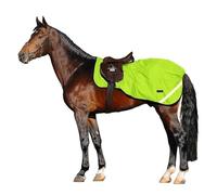 Horse Master Equestrian Exercise Sheet - 600 Denier Waterproof Quarter Sheet with Night Safety Reflective Strips Hi Vis Competition Riding Rugs Without Tail Flap (Large)