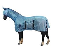 Horse Master Horse Combo Fly Rug - Lightweight Plain Sheet with Free Fly Mask & Tail Cover Protection - Equestrian Rug for Competition Riding Outdoors Yards Fields, BLUE, 125cm / 5’6 inch