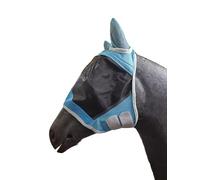 Horse Master Padded Fly Mask - Noise Cancelling Horses Fly Veil With Ear Bonnets For UV Protection - Shetland/Pony/Cob/Full Lightweight Equestrian Wear