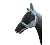 Horse Master Padded Fly Mask - Noise Cancelling Horses Fly Veil With Ear Bonnets For UV Protection - Shetland/Pony/Cob/Full Lightweight Equestrian Wear With Nose Net