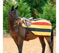 Horse Master Striped Fleece Exercise Sheet - Equestrian Lightweight Stable Rugs with Tail Flap - Breathable Walker Blanket for Horse Competition Riding Outdoor Yards Fields, Yellow/BLK, L