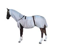 Horse Master Summer Fly Rug - Sweet Itch Eczema Bug Protection Full Neck Combo Sheet Equestrian Rug for Competition Riding Outdoors Yards Fields, SILVER, 6’3