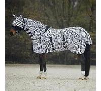 Horse Master Zebra Printed Horse Fly Rug |Lightweight Bug Protection Full Neck Combo Sheet - Turnout Rug for Competition Riding Outdoors Yards Fields