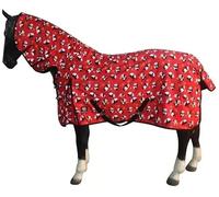 Horse Masters Turnout Rug with Neck Combo - 600D Waterproof & Breathable Horse Rug - 100gsm Panda Print - Brass Clips, Shoulder Gussets & Cross Surcingles - Lightweight Combo Rug for All Seasons