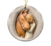 Horse Memorial Ornament - Girl Hugging Horse Sympathy Gift - Printed Ceramic Keepsake for Horse Lovers - Pet Loss Remembrance Ornament - Equestrian Christmas Tree Decoration - Forever in My Heart Gift