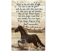 Horse Metal Tin Sign,While On This Ride Called Life Fun Bathroom Bar Vintage Tin Signs Man Cave Decor Cafe Farmhouse Wall Decoration Art 12x8 inch