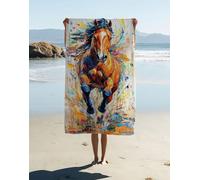 Horse Microfiber Beach Towel for Adult 160x80cm, Lightweight Microfibre Towel Colorful Pattern With Bag, Sand Free Absorbent Quick Dry for Pool Yoga Gym Camping Beach Accessories Vacation Gifts 76O-90
