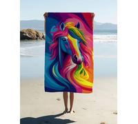 Horse Microfiber Beach Towel for Adult 200x90cm, Lightweight Microfibre Towel Artistic Pattern With Bag, Sand Free Absorbent Quick Dry for Pool Yoga Gym Camping Beach Accessories Vacation Gifts 13Y-H2