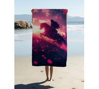 Horse Microfibre Beach Towel 150x75cm 1 Pack, Large Beach Towels for Adults Landscape Pattern with Waterproof Storage Bag Quick Dry Sand Free Lightweigh for Travel Pool Holiday Camping Yoga Gym S74-7R