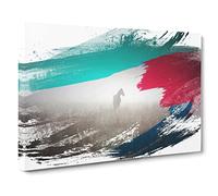 Horse Mist Sweden Landscape V2 Canvas Print | Gallery Wrapped 30mm Frame Wall Art | 24x16 inches | Ready to Hang | Modern Animals Picture | Living Room Bedroom Lounge Office