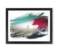 Horse Mist Sweden Landscape V2 Modern Framed Print | A2 Black Framed Wall Art | Ready to Hang | Modern Animal Picture | Living Room Bedroom Lounge Office
