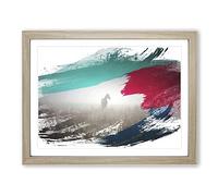 Horse Mist Sweden Landscape V2 Modern Framed Print | A2 Oak Framed Wall Art | Ready to Hang | Modern Animal Picture | Living Room Bedroom Lounge Office
