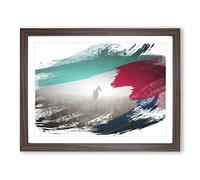 Horse Mist Sweden Landscape V2 Modern Framed Print | A2 Walnut Framed Wall Art | Ready to Hang | Modern Animal Picture | Living Room Bedroom Lounge Office