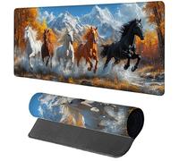 Horse Mouse Mat 1000x500x3mm, Gaming Mouse Pad Snow Mountain, Large Desk Mat Non-Slip Rubber Base XXL Mousepad with Stitched Edge, Gaming Accessories Keyboard Mousepad, for PC Accessories Gamer K-7974