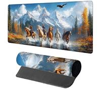 Horse Mouse Mat 700x400x3mm, Gaming Mouse Pad Snow Mountain, Large Desk Mat Non-Slip Rubber Base XXL Mousepad with Stitched Edge, Gaming Accessories Keyboard Mousepad, for PC Accessories Laptop P-9041