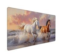 Horse Mouse Mat, Ocean Waves Gaming Mouse Pad 28x16in, Desk Mat Large, Office Desk Accessories, Mousepad Large with Stitched Edges, Improved Precision and Speed, for PC Gaming, Laptop, Office, A-4283