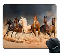 Horse Mouse Pad for Office, Masculine Running Horses Rectangle Non-Slip Rubber Mousepad