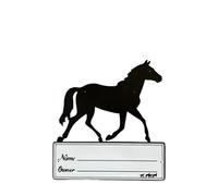 Horse Name Plate for Stall, Heavy-Duty Writable Horse Stall Sign, Personalized Signs for Stables(black white)