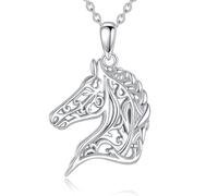 Horse Necklace 925 Sterling Silver Filigree Horse Head Pendant Necklace Elegant Jewelry Gift for Women