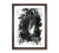 Horse No.12 V3 Modern Framed Print | A2 Walnut Framed Wall Art | Ready to Hang | Modern Animal Picture | Living Room Bedroom Lounge Office