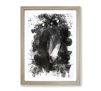 Horse No.12 V3 Modern Framed Print | A4 Oak Framed Wall Art | Ready to Hang | Modern Animal Picture | Living Room Bedroom Lounge Office