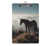 Horse on A Misty Mountaintop Clipboard Retractable Hanging Tab Clip Board Plastic Clipboard Nursing Clipboards Nurse, Doctor, Cute Design for Standard Size 12.5 X 8.5Inch