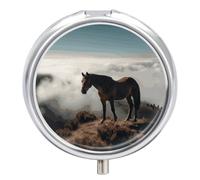 Horse on A Misty Mountaintop Pill Case Pill Box with 3 Compartments
