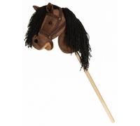 Horse on a Wooden Stick Pole 80cm Play Pretend Hobby Horse Mane Reins Safe Brown
