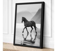 Horse on Empty Shore Canvas Wall Art Print 30x20 Inch (76 x 51 cm)