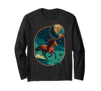 Horse on Moon, Cosmic Art, Love Horses Long Sleeve T-Shirt