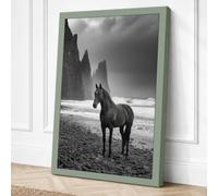 Horse on Rocky Shore Coastal Canvas Wall Art Print 18x12 Inch (46 x 30 cm)