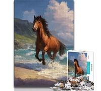 Horse on The Beach Jigsaw Puzzles for Teenagers 1000 Pieces,Decompressing Intellectual Educational Toy Great Gifts And Toys 38x26cm
