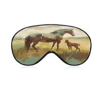 Horse on The Grass Eye Mask, Side Sleeping Mask Light Blindfold Sleeping Mask Nose Pad and Elastic Band for Children Women and Men