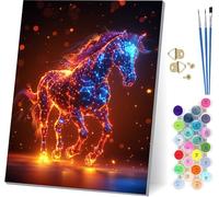 Horse Paint by Numbers for Adults, Animal Paint by Numbers Kits On Canvas, Easy DIY Color Oil Painting Acrylic Paints with Brushes, Hobbies for Adults Women, Home Wall Decor Gifts 16x20 inch 1-5703