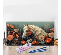 Horse Paint by Numbers for Adults Beginners, DIY Paint by Numbers Animal Colored Canvas Drawing, Easy Arts and Crafts for Adults Oil Painting Kit for Relax and Christmas Decorations 40x70 cm G8-14
