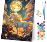 Horse Paint by Numbers for Adults, Moon Paint by Numbers Kits On Canvas, Easy DIY Color Oil Painting Acrylic Paints with Brushes, Hobbies for Adults Women, Home Wall Decor Gifts 20x26 inch G-5600