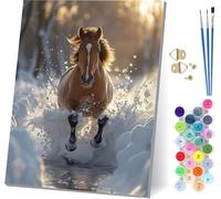 Horse Paint by Numbers for Adults, Snow Scene Painting by Numbers for Adults Kits On Canvas, Easy DIY Acrylic Pigment Drawing Paintwork, Hobbies for Women, for Home Wall Decor Gifts 16x20 inch H-2150