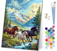 Horse Paint by Numbers for Adults With Frame, Paint by Numbers Bird, Easy Diy Oil Painting Kits on Canvas with Brushes, Hobbies for Women, Painting for Home Wall Decor Gifts 40x52 inch 9-3123