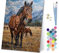 Horse Paint by Numbers for Adults With Frame, Paint by Numbers Landscape, Easy Diy Oil Painting Kits on Canvas with Brushes, Hobbies for Women, Painting for Home Wall Decor Gifts 40x54 inch R-9595