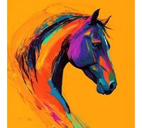 Horse Paint by Numbers for Children Orange Color Paint by Number Canvas 30X30CM, DIY Acrylic Oil Paintngs Adults Beginners Art Craft Kits with 3 Brushes and Acrylic Pigment, Home Room Decor, Gifts