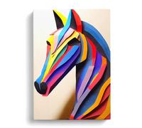 Horse Painting Paper Mache Canvas Print | Gallery Wrapped 30mm Frame Wall Art | 30x20 inches | Ready to Hang | Modern Animals Picture | Living Room Bedroom Lounge Office