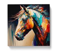 horse Palette Knife Painting No.1 Canvas Print | Gallery Wrapped 30mm Frame Wall Art | 20x20 inches | Ready to Hang | Modern Animals Picture | Living Room Bedroom Lounge Office