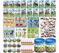 Horse Party Favors, 41 Horse Stickers, 12 Goodie Bags,12 Button Badges, 12 Keychains, 12mini notepads,12 rubber bracelets for Cowboy Cowgirl Animal Horse Birthday Party Supplies, 113 PCS (Blue)