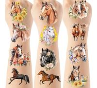 Horse Party Temporary Tattoos - 8 Sheets Cowgirl Birthday Party Favors, Cowboy Hat, Boots, Cactus Western Party Supplies Decorations, Treat Bag Stuffers for Boys Girls