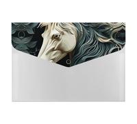 Horse Pattern File Folder, Plastic Accordion File Folders with 6 Pockets, Expanding File Organizer with Snap Closure, Portable Document Paper Organizer, Office Supplies Filing Folders