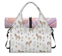 Horse Pattern Sports Duffle Bag with Shoe Compartment Cute Horse Weekend Overnight Bags Tote Cabin Luggage Bag for Gym Yoga Travel