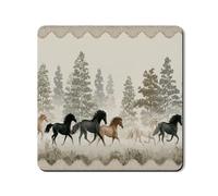 Horse Pattern Washer Dryer Top Protector Mat, Elegant Equestrian Design Laundry Machine Cover, Rustic Farmhouse Rubber Anti-slip Waterproof Washer And Dryer Mats for Home Decor 24x24 Inch